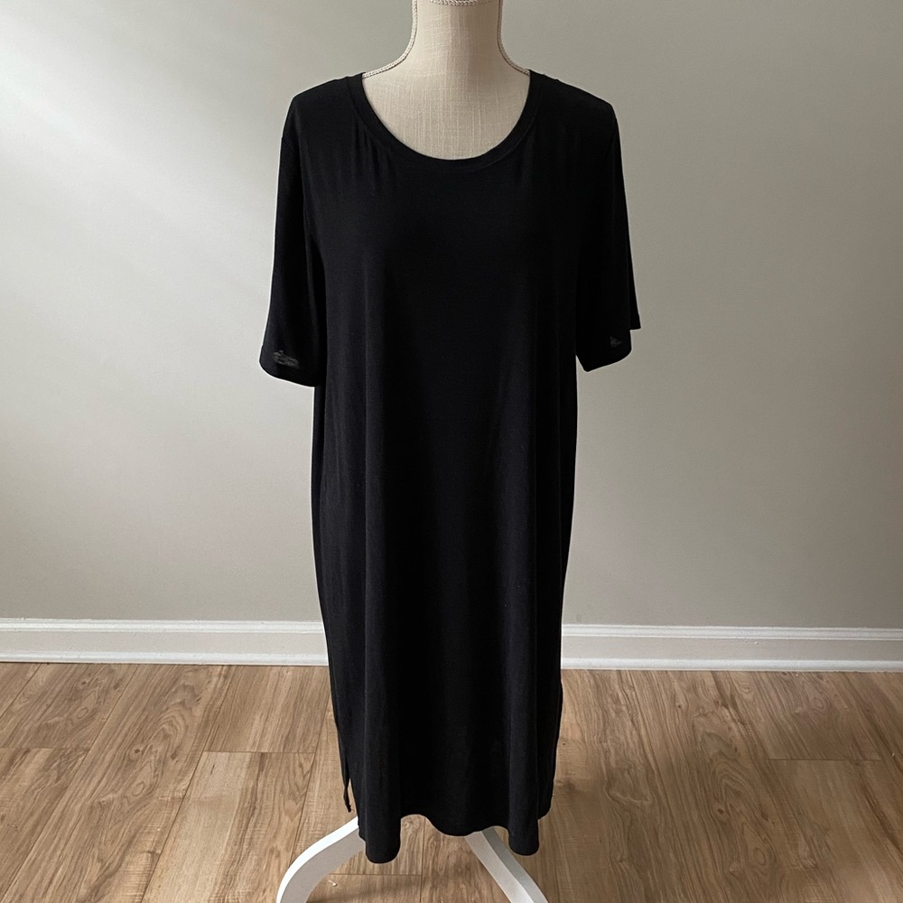 Charcoal Gray T Shirt Dress - Picture 1 of 8